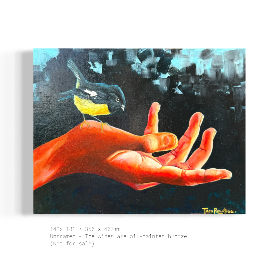 Curious Tomtit - Original Oil Painting by New Zealand Artist Tara Rountree