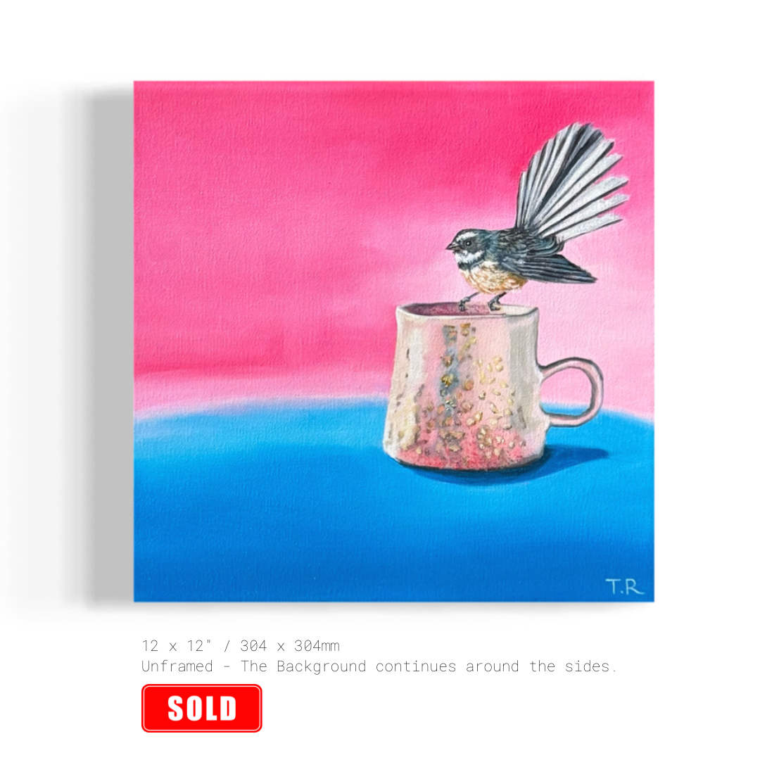 Fantail - Original Oil Painting by New Zealand Artist Tara Rountree
