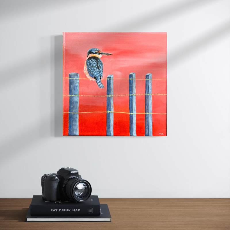 NZ Sacred Kingfisher - Original Oil Painting by New Zealand Artist Tara Rountree